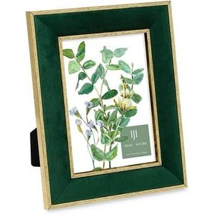 NEW Isaac Jacobs Green Velvet Metallic Gold Double Border Picture Frame